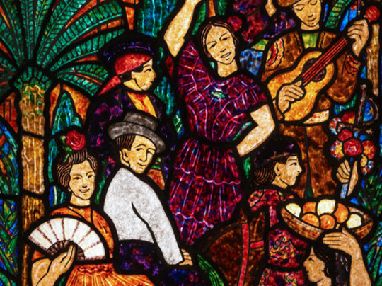 Deposit and installation of the stained glass window of the Spanish people of Décorchemont