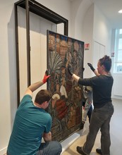 Installation of the stained glass window of the Spanish people of Décorchemont