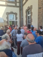 Inauguration de l'exposition MURANO 1920-2020 en présence du maire de Conches Jérôme Pasco, de son adjointe à la culture et conseillère départementale Claire Lacampagne-Crochet, du directeur du Musée Eric Louet et de son équipe du musée du verre